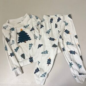 Pekkle Kids Organic Cotton Christmas Tree Pajama Set White 2T 1803535